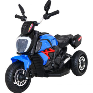 Motorek Fast Tourist na akumulator dla dzieci Niebieski + Audio + Światła + Ekoskóra
