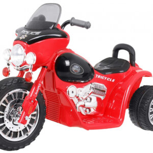 Motorek Chopper na akumulator dla dzieci Czerwony + 3 koła + Dźwięki + Światła LED
