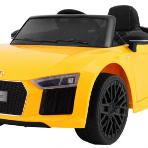 Audi R8 Spyder na akumulator Żółty + Pilot + EVA + Wolny Start + Radio MP3 + LED