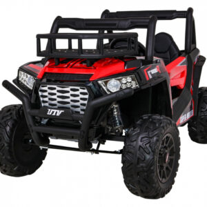Buggy UTV Terenówka dla dzieci Czerwony + Pilot + Bagażnik + Wolny Start + EVA + MP3 LED