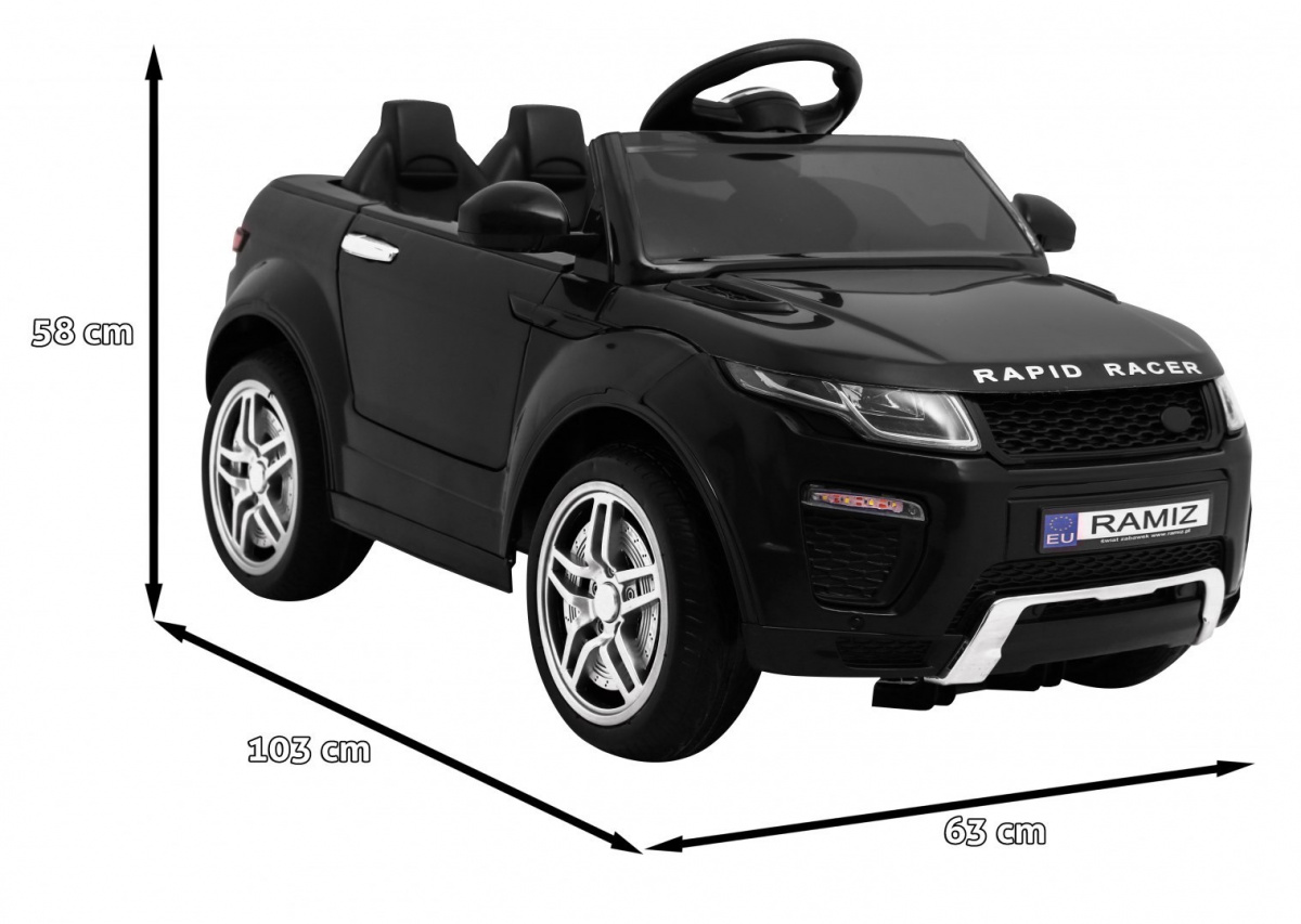Autko Rapid Racer elektryczne dla dzieci, Czarny SUV + Pilot