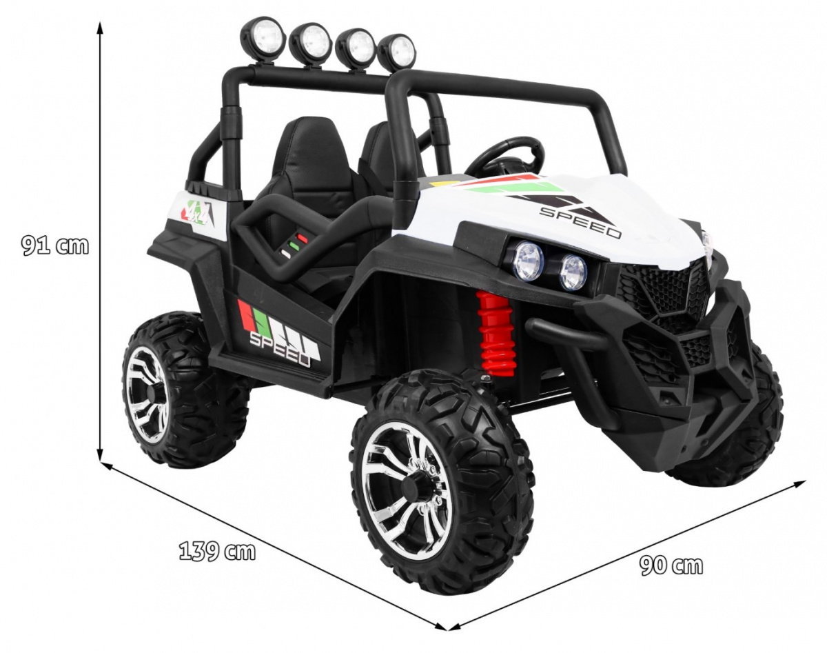 Grand Buggy Strong Lift dla dzieci Biały + Napęd 4x4 + Pilot + Bagażnik + Radio MP3 + LED
