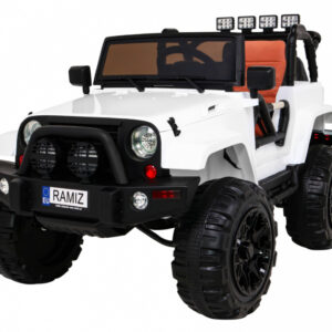 Auto na akumulator All Terrain dla dzieci Biały Terenówka typu jeep + Pilot + Światła Dźwięki