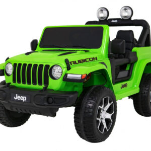 Jeep Wrangler Rubicon na akumulator dla dzieci Zielony + Pilot + Radio MP3 LED + Koła EVA