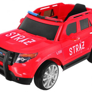 Auto SUV Straż Pożarna na akumulator dla dzieci + Syreny + Światła + Megafon + Pilot