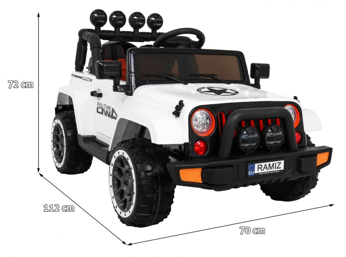 Auto Terenowe Full Time 4WD dla dzieci Biały + Napęd 4x4 + Pilot + Audio LED + Schowek