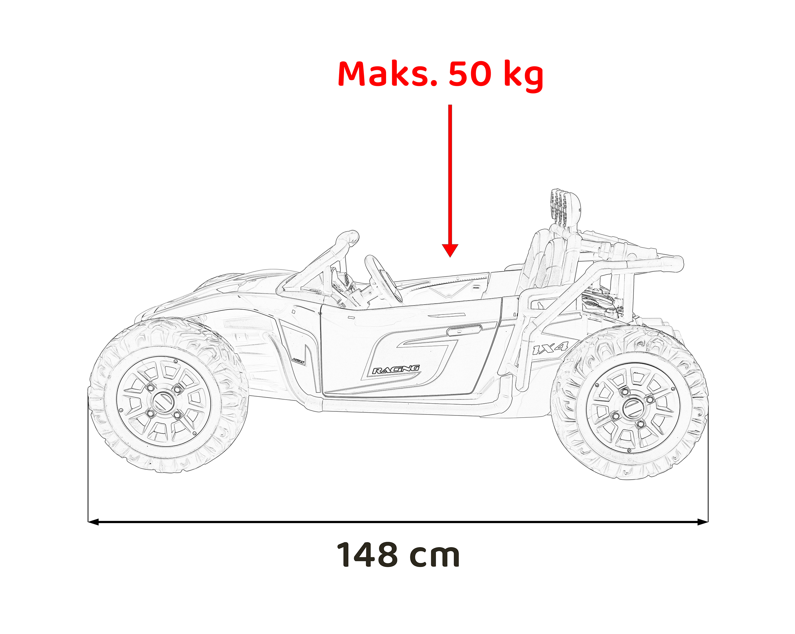 Auto Buggy Racing 5 na akumulator dla dzieci +3. Szary + Silniki 2x200W + Pilot + Wolny Start