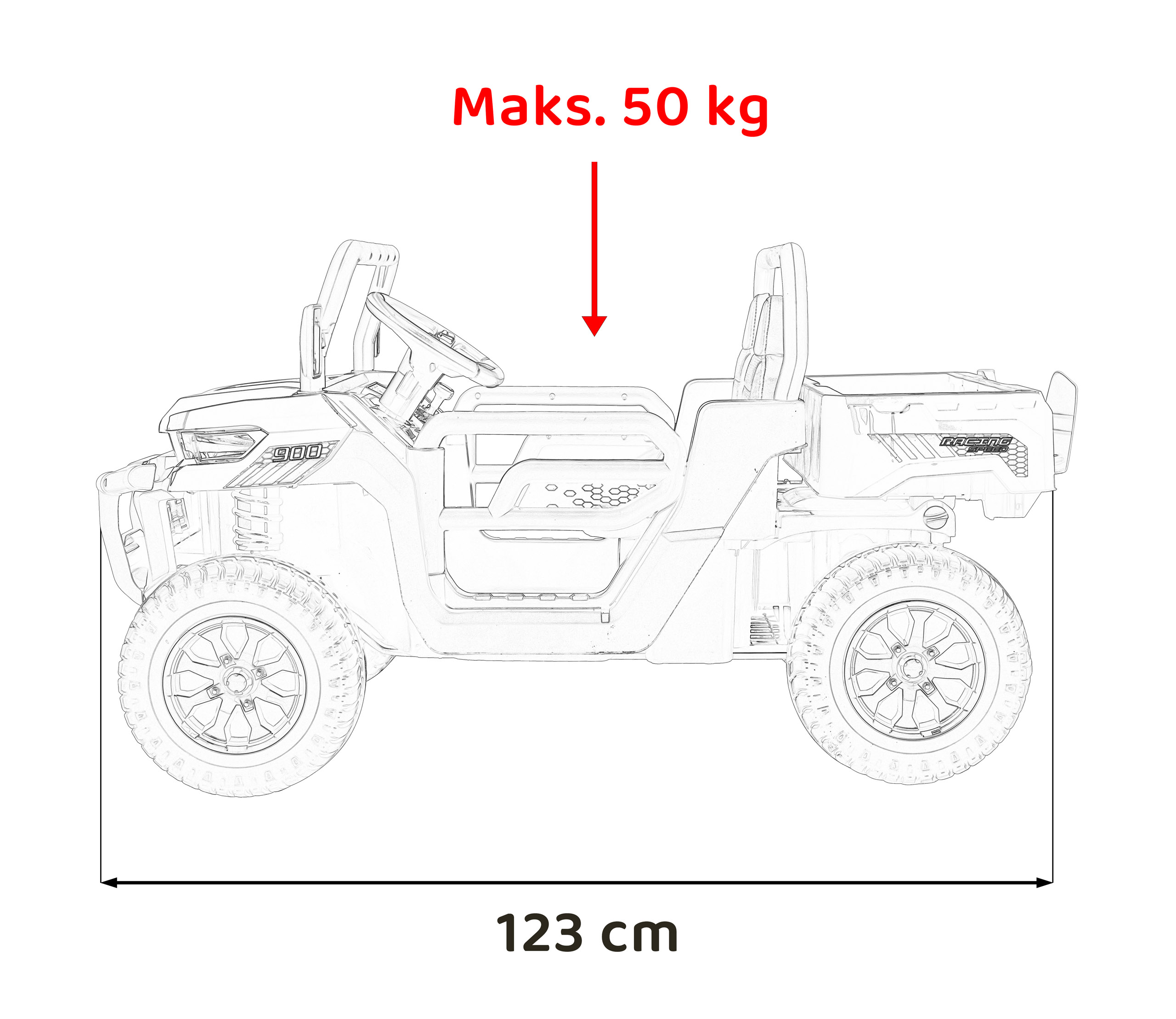 Auto Pick-Up Speed 900 dla dzieci Czarny + Napęd 4x4 + Ruchomy kiper