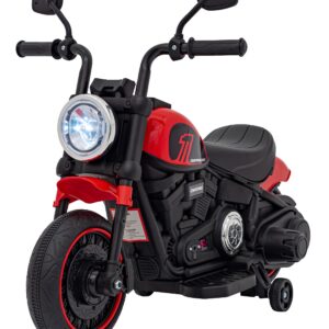 Motorek Chopper FASTER na akumulator dla dzieci Czerwony + Radio FM + Panel audio + LED