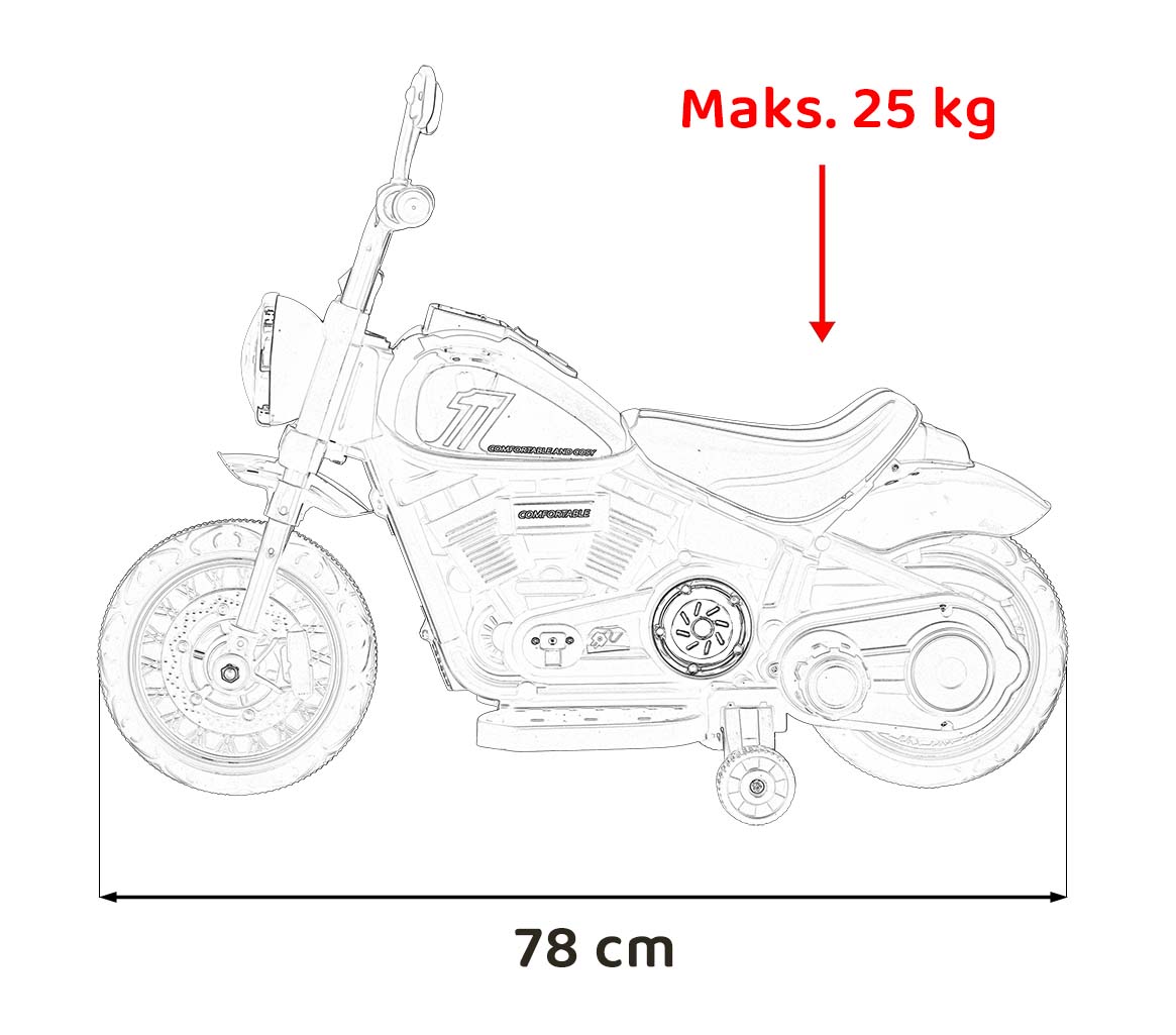 Motorek Chopper FASTER na akumulator dla dzieci Biały + Radio FM + Panel audio + LED