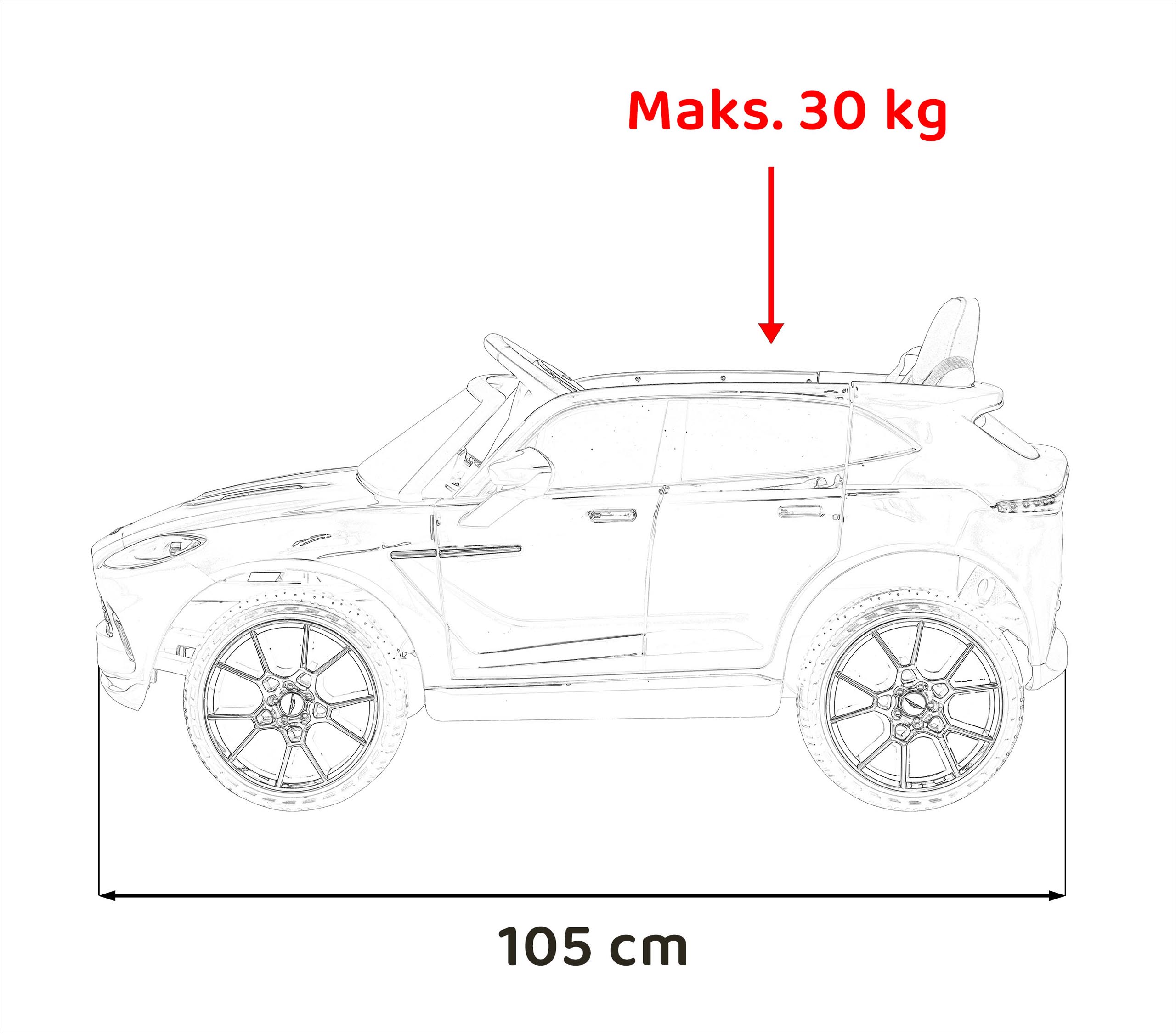 Aston Martin DBX na akumulator dla dzieci Czerwony + Pilot + EVA + Pasy + Wolny Start + Audio LED