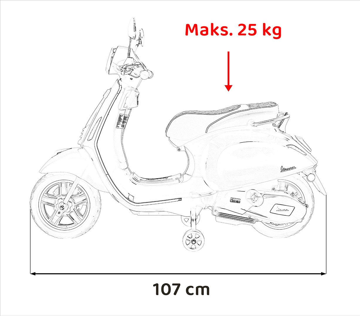 Pojazd Skuter Vespa ROMA Żółty